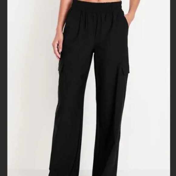 Old Navy Pants - NWT Old Navy High-Waisted SleekTech Wide-Leg Cargo Pants, Black